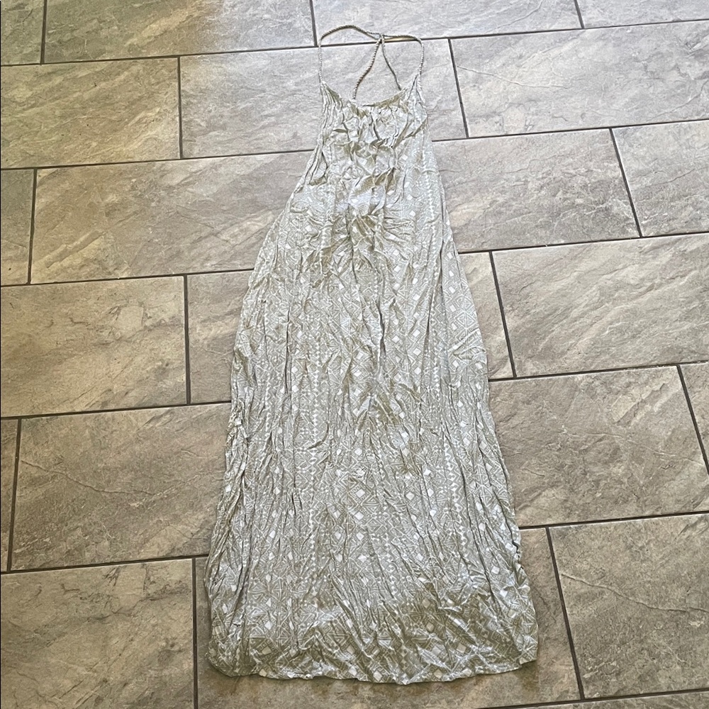 Tiare Hawaii Silver Halter Maxi Dress